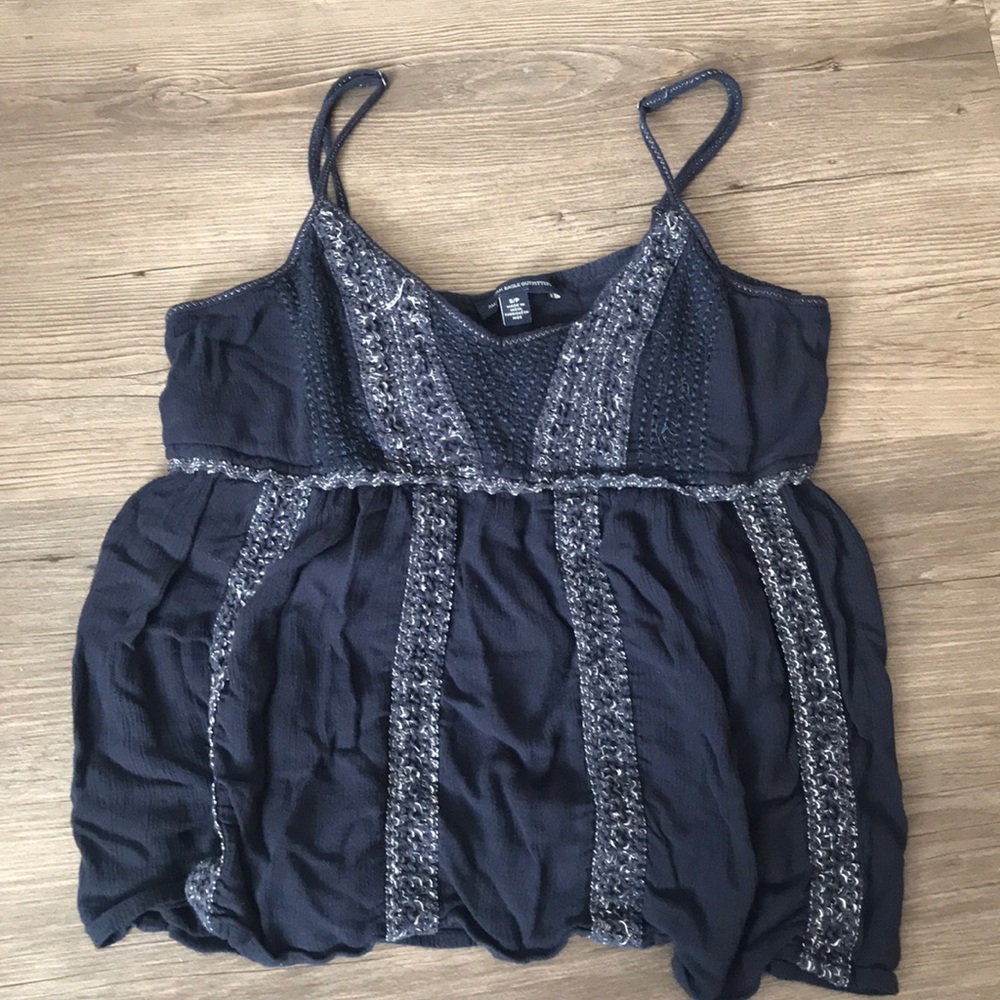 Navy and white American Eagle tank top